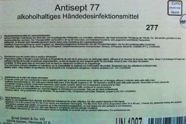 Antisept 77 Händedesinfektionsmittel 5 Liter Kanister